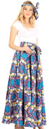 Sakkas Asma Convertible Traditional Wax Print Adjustable Strap Maxi Skirt Dress