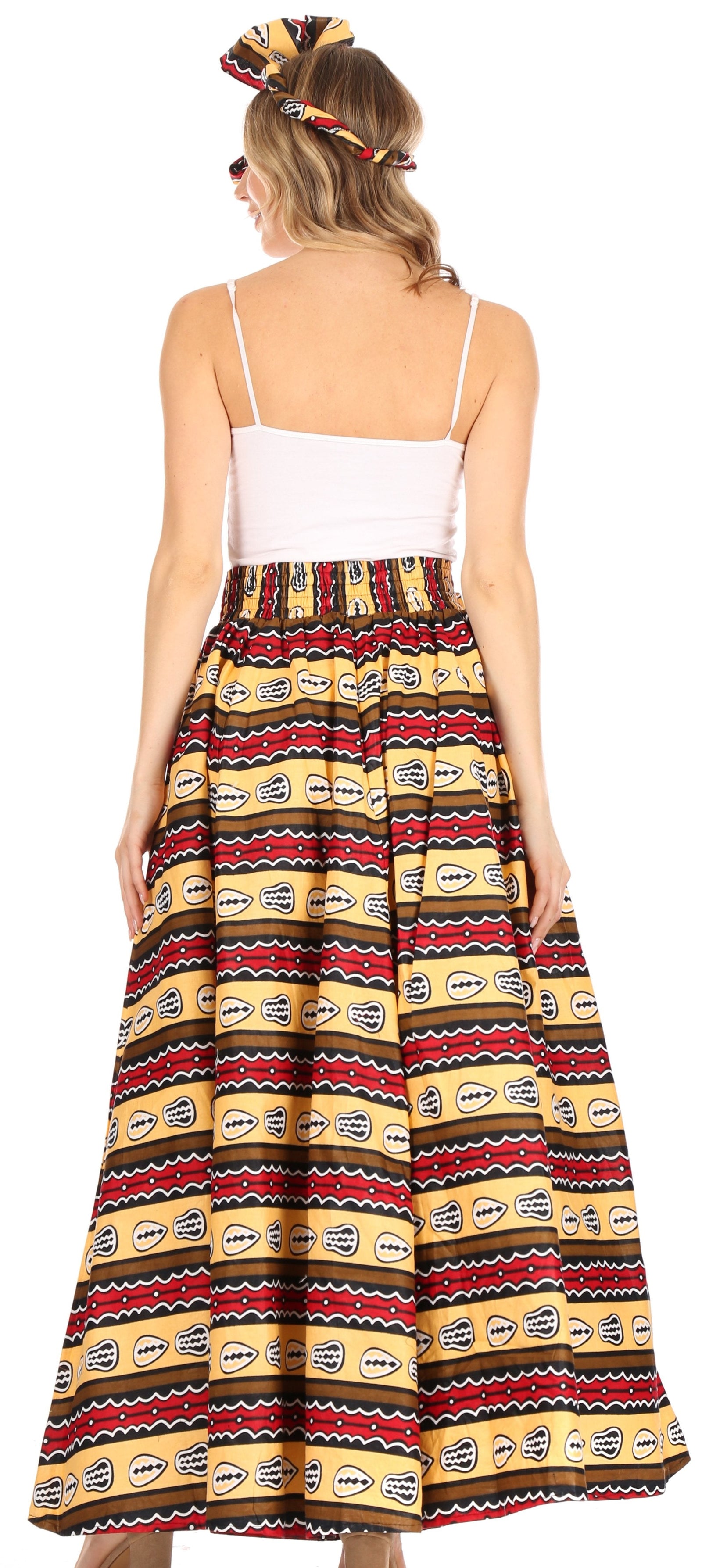 Sakkas Asma Convertible Traditional Wax Print Adjustable Strap Maxi Skirt Dress