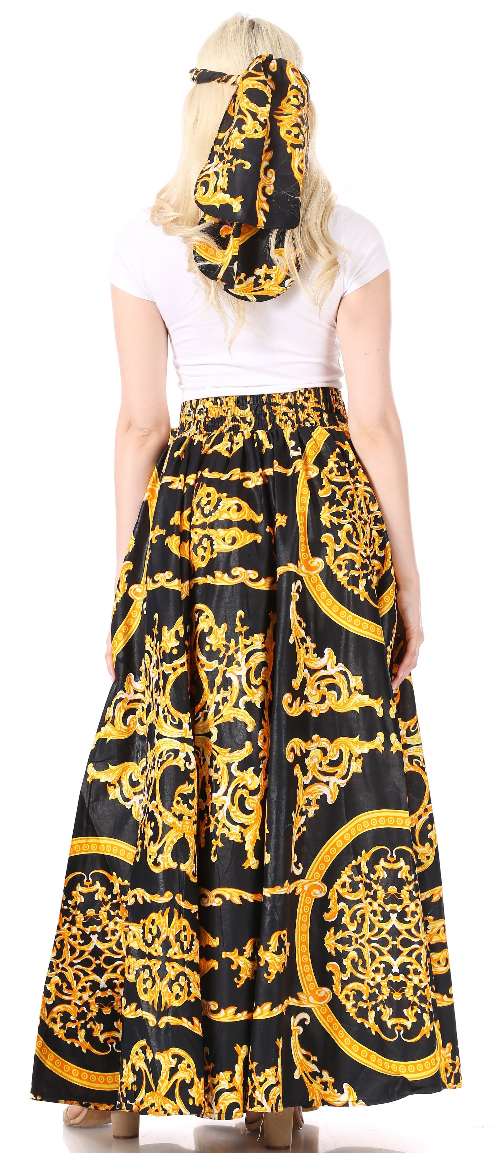 Sakkas Asma Convertible Traditional Wax Print Adjustable Strap Maxi Skirt Dress