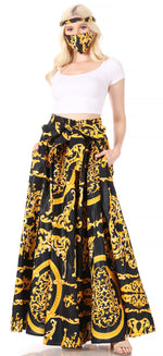 Sakkas Asma Convertible Traditional Wax Print Adjustable Strap Maxi Skirt Dress