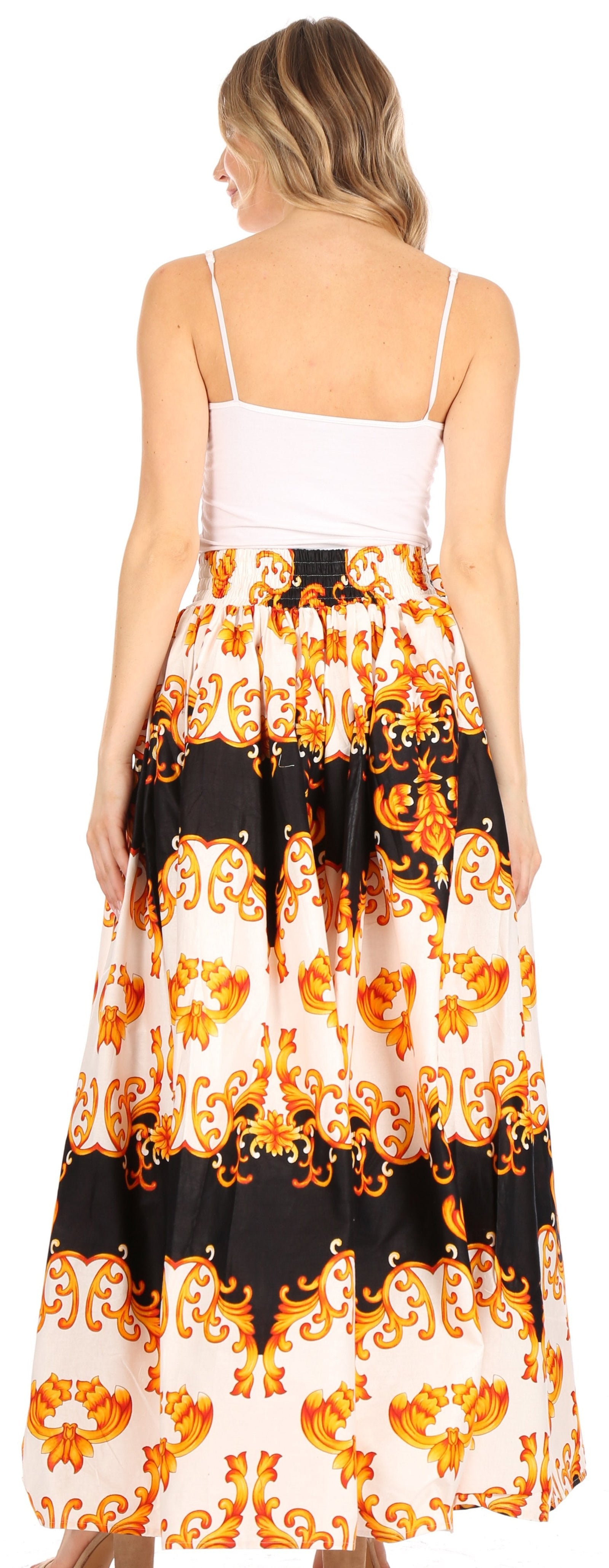 Sakkas Asma Convertible Traditional Wax Print Adjustable Strap Maxi Skirt Dress