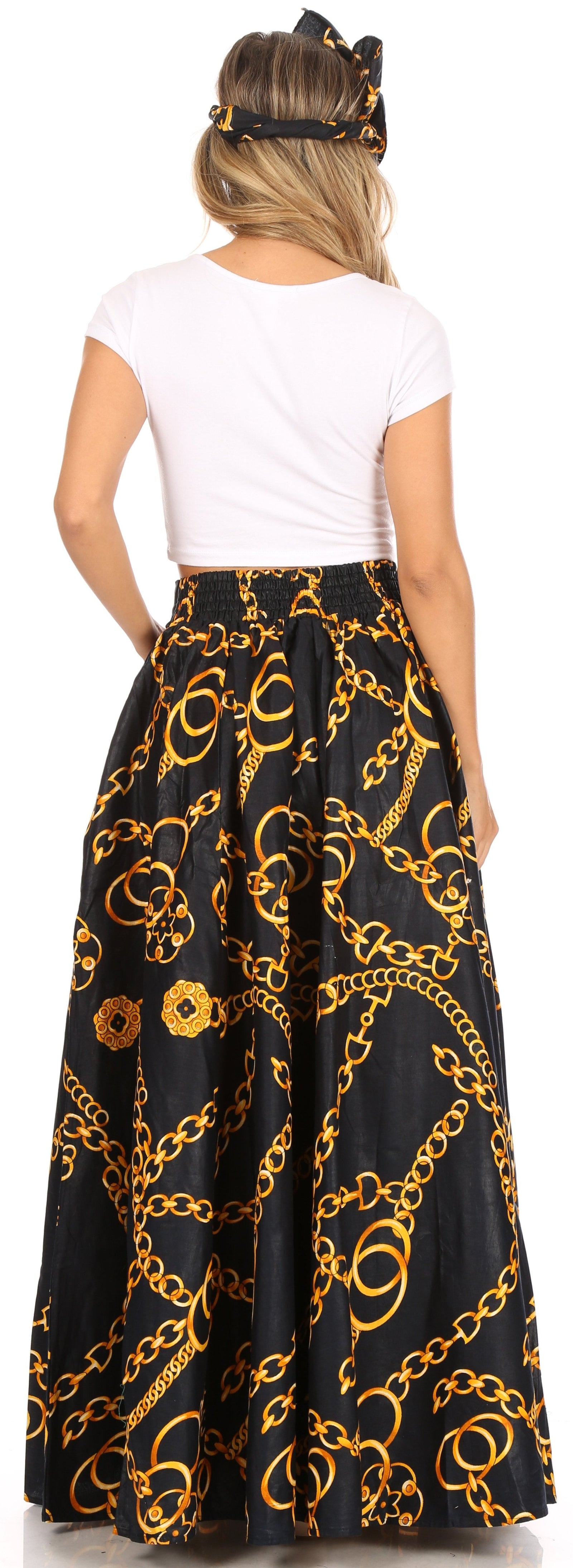 Sakkas Asma Convertible Traditional Wax Print Adjustable Strap Maxi Skirt Dress