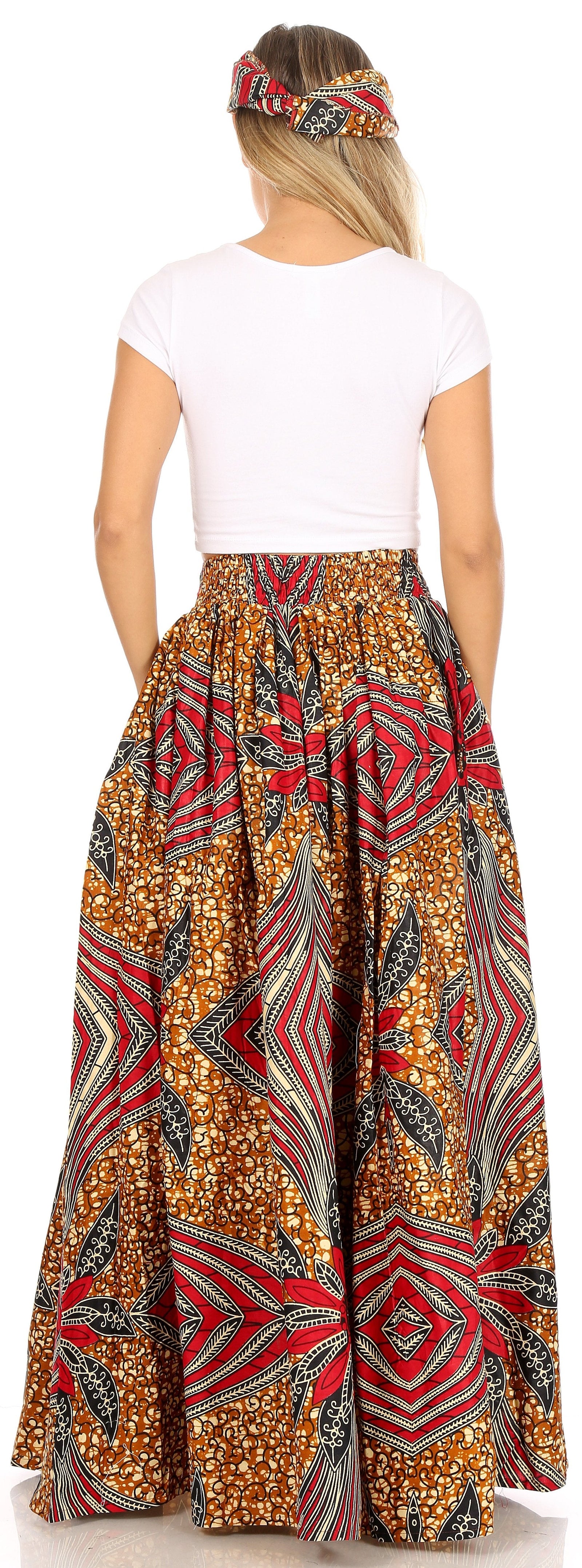 Sakkas Asma Convertible Traditional Wax Print Adjustable Strap Maxi Skirt Dress