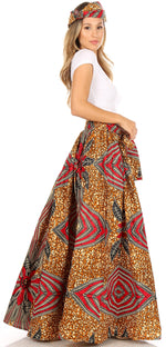 Sakkas Asma Convertible Traditional Wax Print Adjustable Strap Maxi Skirt Dress