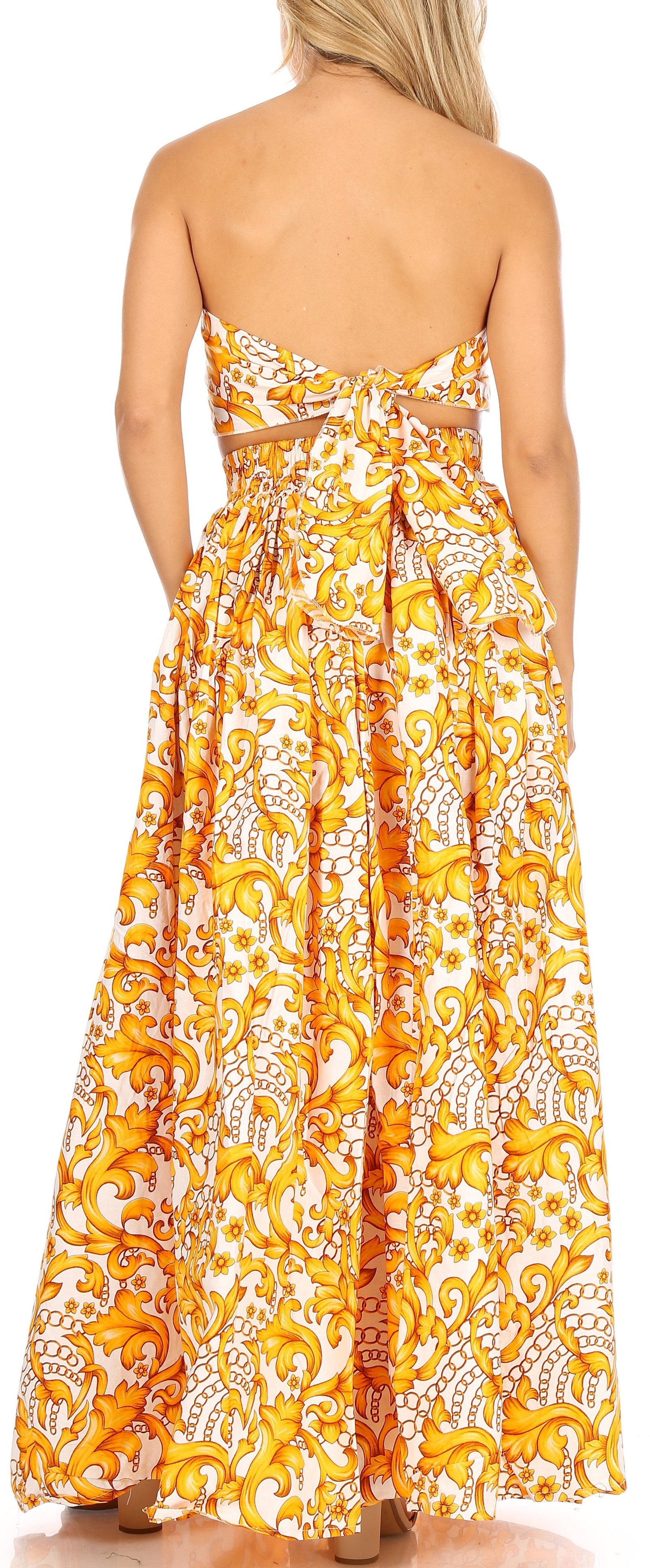 Sakkas Asma Convertible Traditional Wax Print Adjustable Strap Maxi Skirt Dress