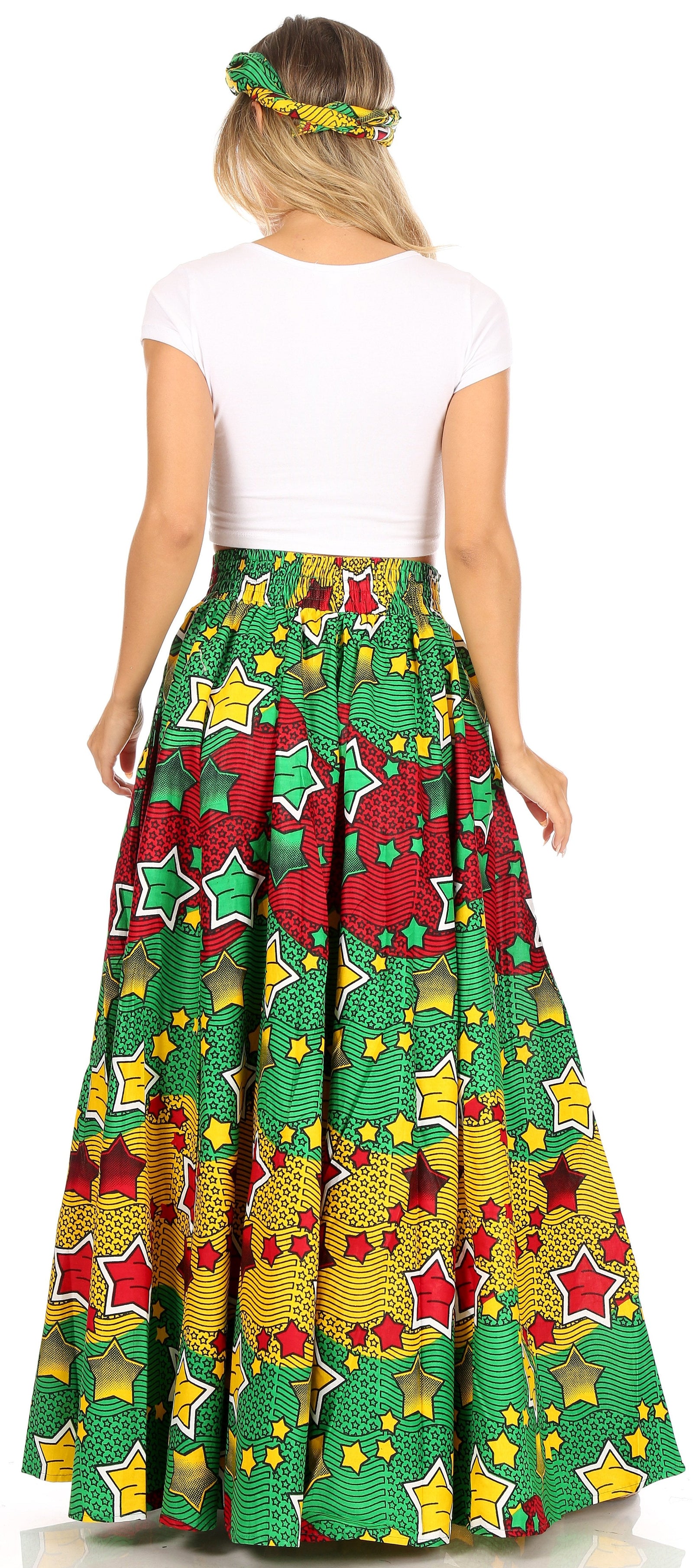 Sakkas Asma Convertible Traditional Wax Print Adjustable Strap Maxi Skirt Dress