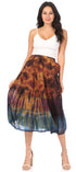 Sakkas Antonia Women's Skirt Tie Dye Boho Elastic Waist Adjustable Embroidery