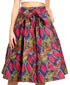 Sakkas Ama Women's Vintage Circle African Ankara Print Midi Skirt with Pockets