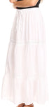 Sakkas Takara Maxi Broomstick Cascading  Peasant Skirt with Elastic Waist