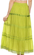 Falda larga de algodón Sakkas, estilo bohemio, gitano y bordado, con un solo color