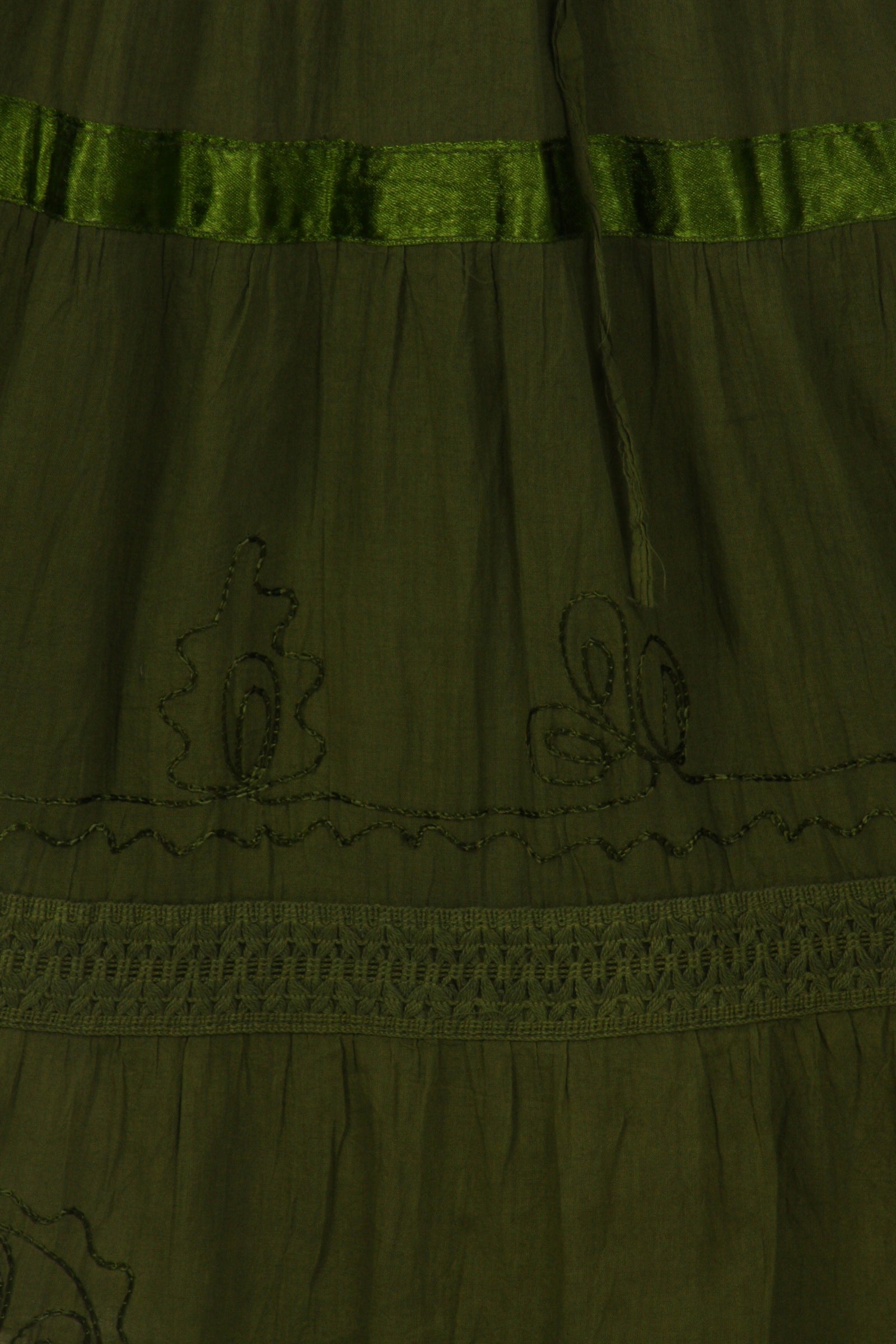 Falda larga de algodón Sakkas, estilo bohemio, gitano y bordado, con un solo color