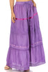 Falda larga de algodón Sakkas, estilo bohemio, gitano y bordado, con un solo color