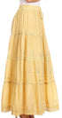 Sakkas Solid Embroidered Crochet Lace Trim Gypsy Bohemian Mid Length Cotton Skirt