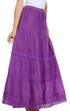 Sakkas Solid Embroidered Crochet Lace Trim Gypsy Bohemian Mid Length Cotton Skirt