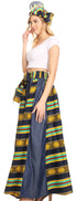 Sakkas Monifa Long Maxi Skirt Colorful Ankara Wax Dutch African Skirt Gorgeous