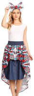 Sakkas Bahati Hi Low Mermaid African Ankara Dutch Wax Cotton Skirt Colorful