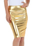 Sakkas Women's Shiny Metallic Liquid High Waist Pencil Skirt