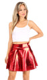 Sakkas Womens Liquid Metallic Stretchy Flared Sporty Mini Skater Skirt  USA Made