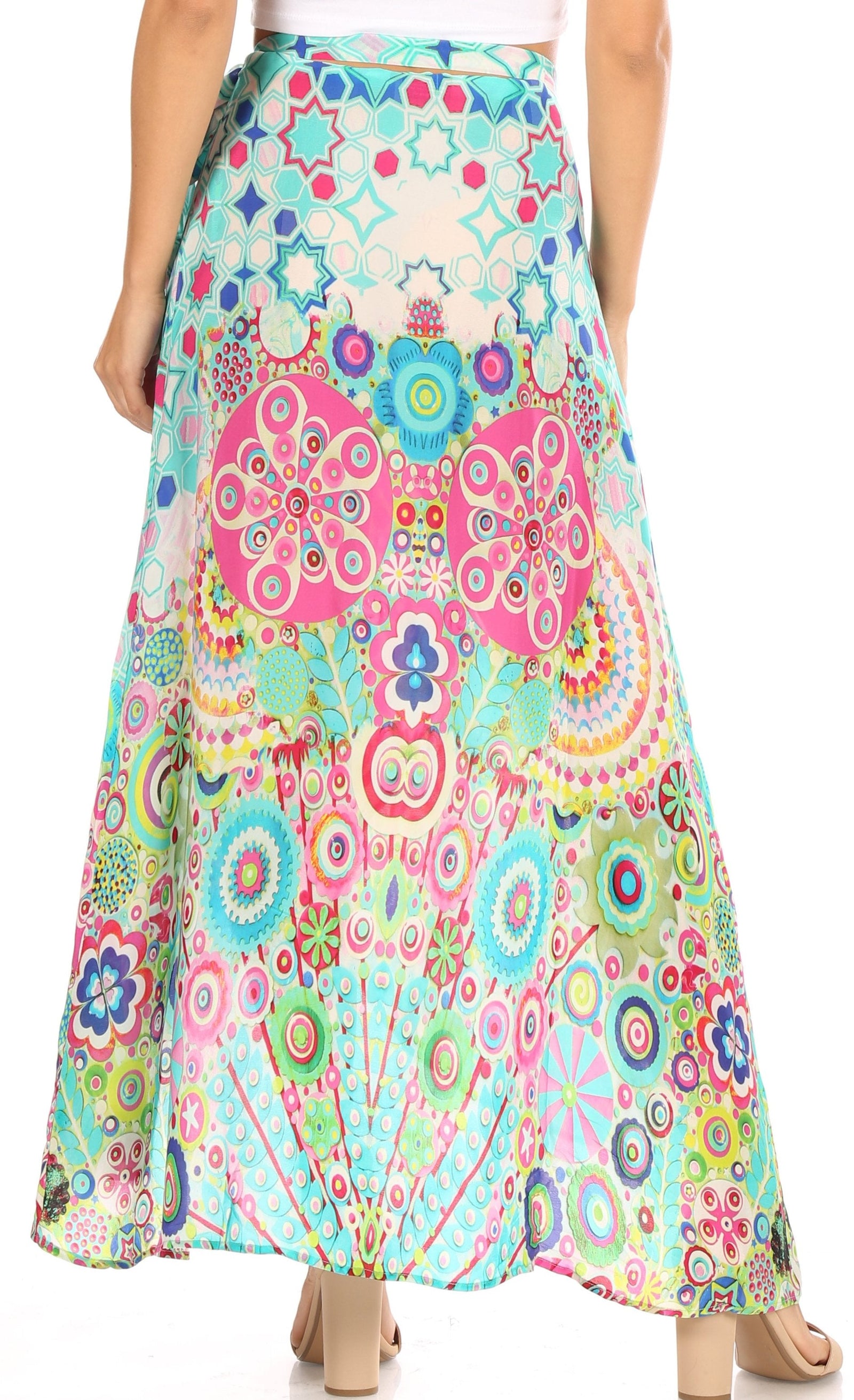 Falda larga cruzada informal de verano estilo bohemio con estampado floral para mujer de Sakkas Amaia