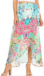 Falda larga cruzada informal de verano estilo bohemio con estampado floral para mujer de Sakkas Amaia