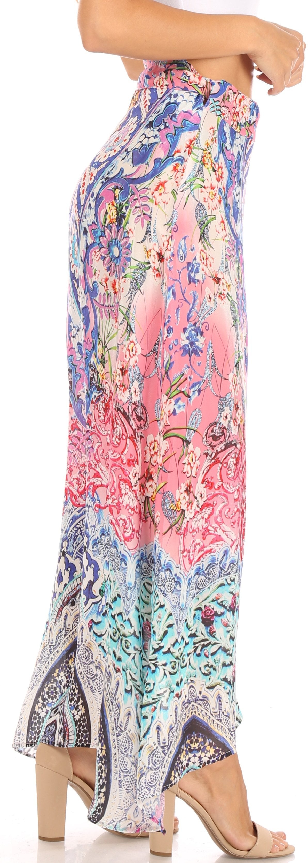 Falda larga cruzada informal de verano estilo bohemio con estampado floral para mujer de Sakkas Amaia