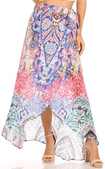 Falda larga cruzada informal de verano estilo bohemio con estampado floral para mujer de Sakkas Amaia