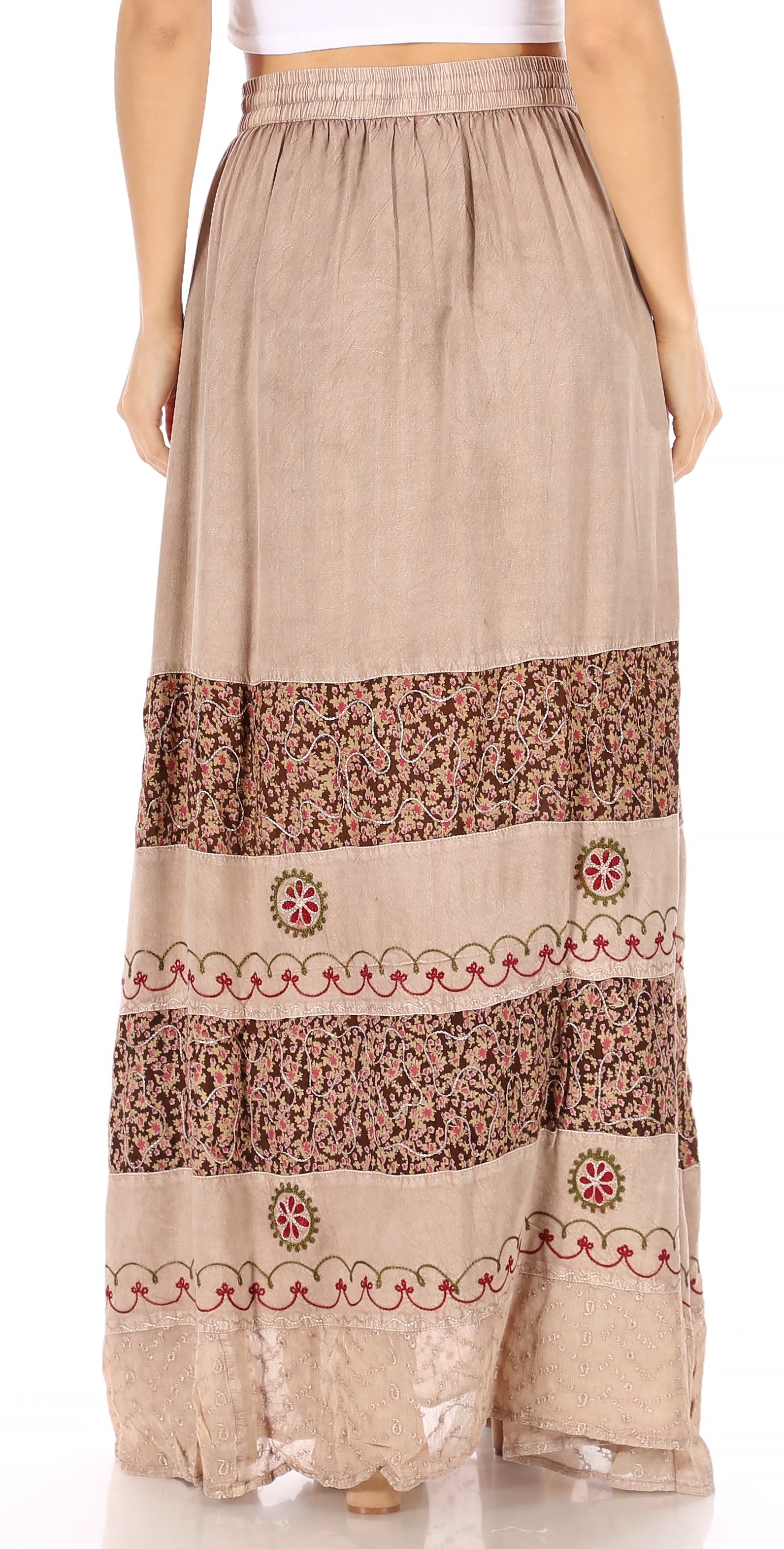Falda larga bohemia informal Sakkas Sandra para mujer, estilo gitano, con cintura elástica y bolsillos
