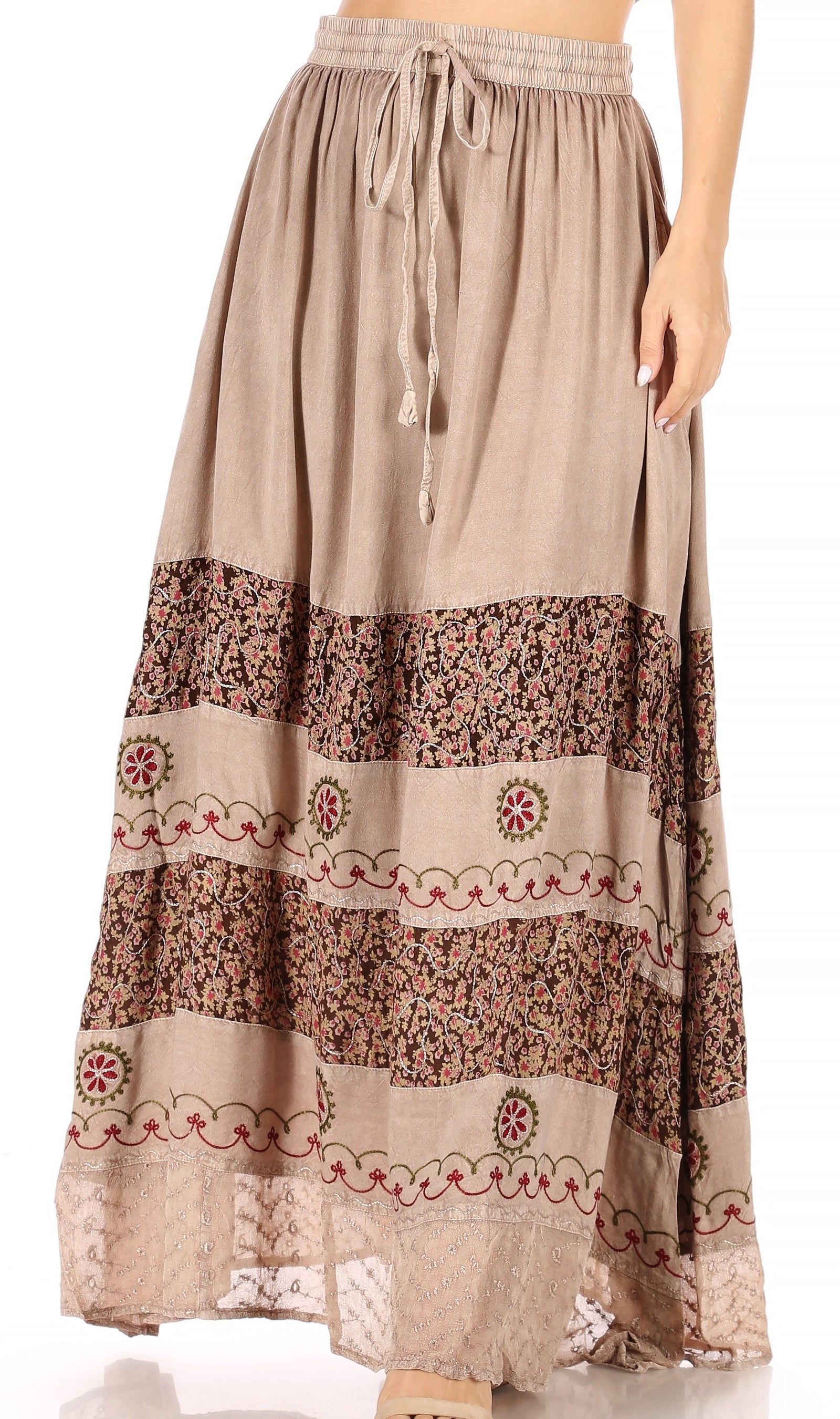 Falda larga bohemia informal Sakkas Sandra para mujer, estilo gitano, con cintura elástica y bolsillos