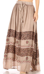Falda larga bohemia informal Sakkas Sandra para mujer, estilo gitano, con cintura elástica y bolsillos