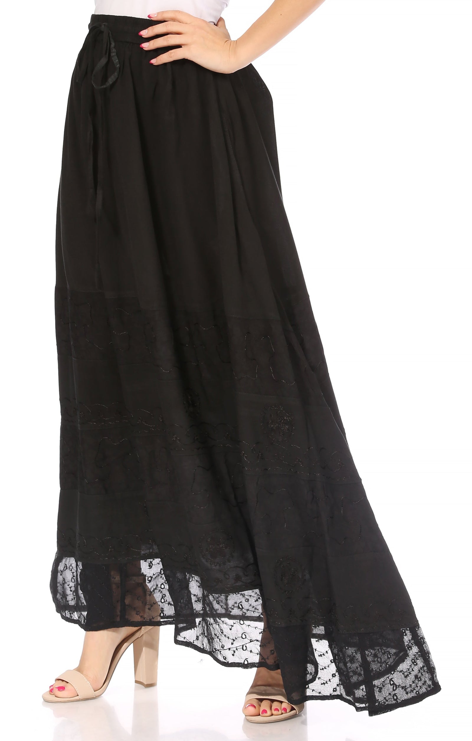 Falda larga bohemia informal Sakkas Sandra para mujer, estilo gitano, con cintura elástica y bolsillos