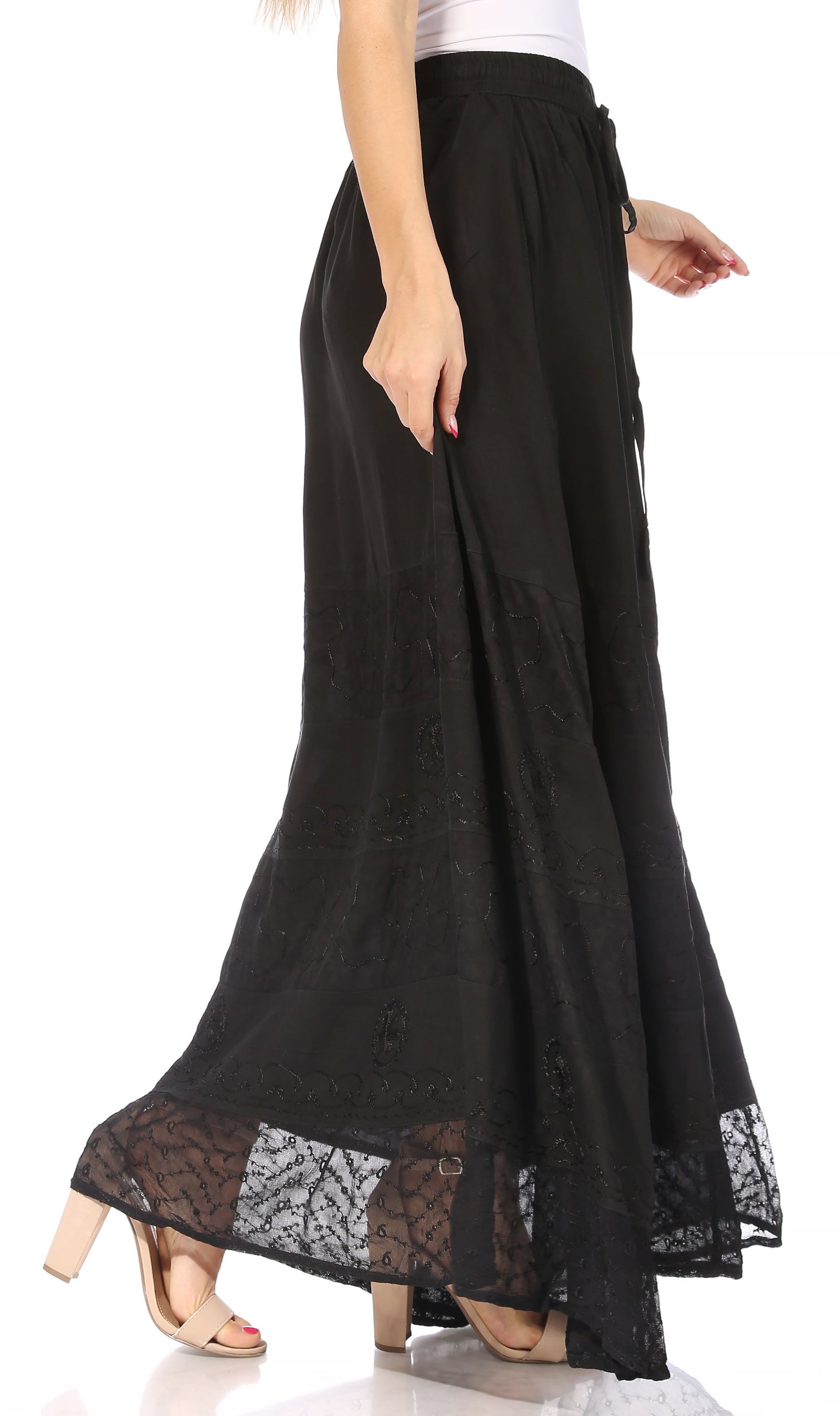Falda larga bohemia informal Sakkas Sandra para mujer, estilo gitano, con cintura elástica y bolsillos