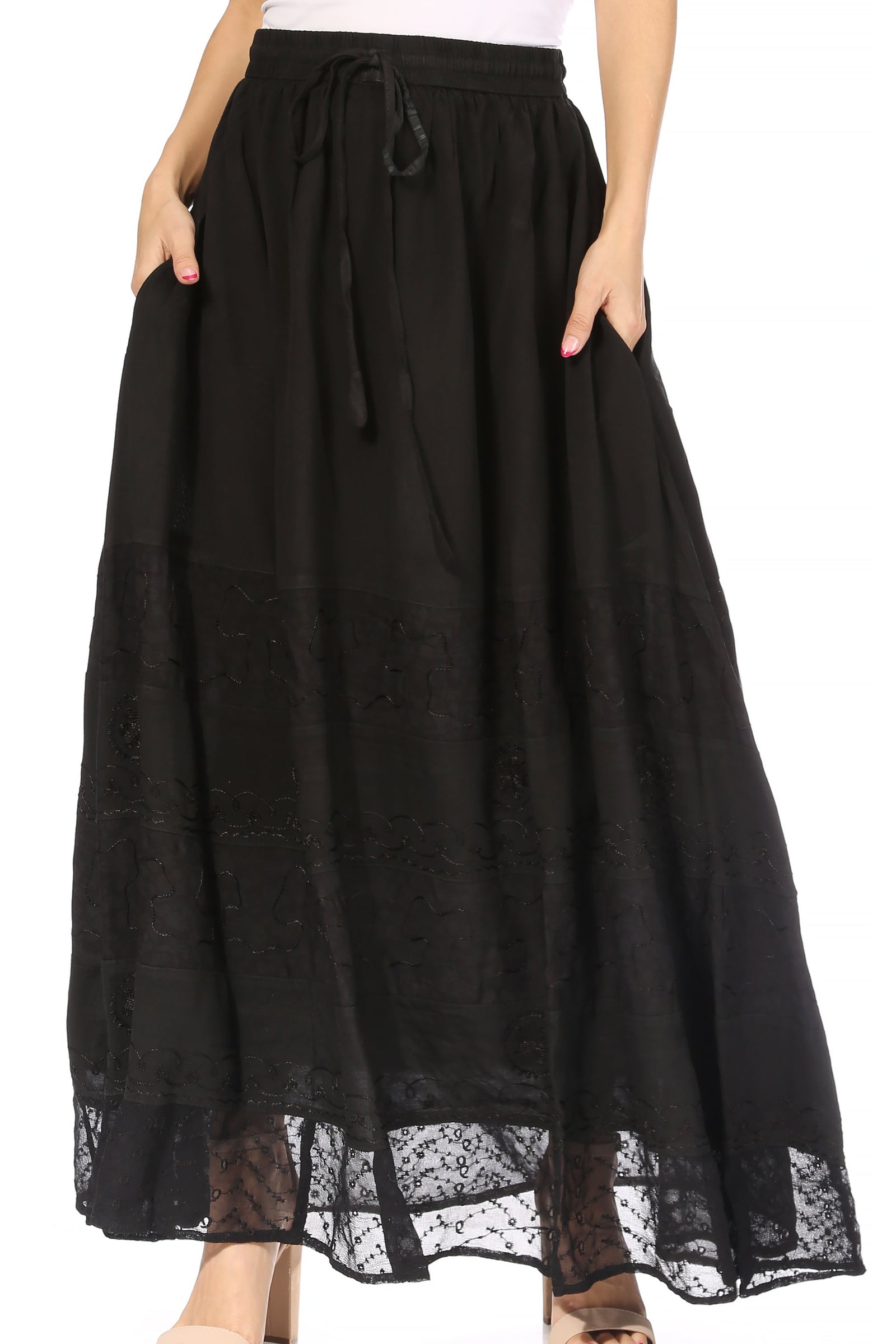 Falda larga bohemia informal Sakkas Sandra para mujer, estilo gitano, con cintura elástica y bolsillos