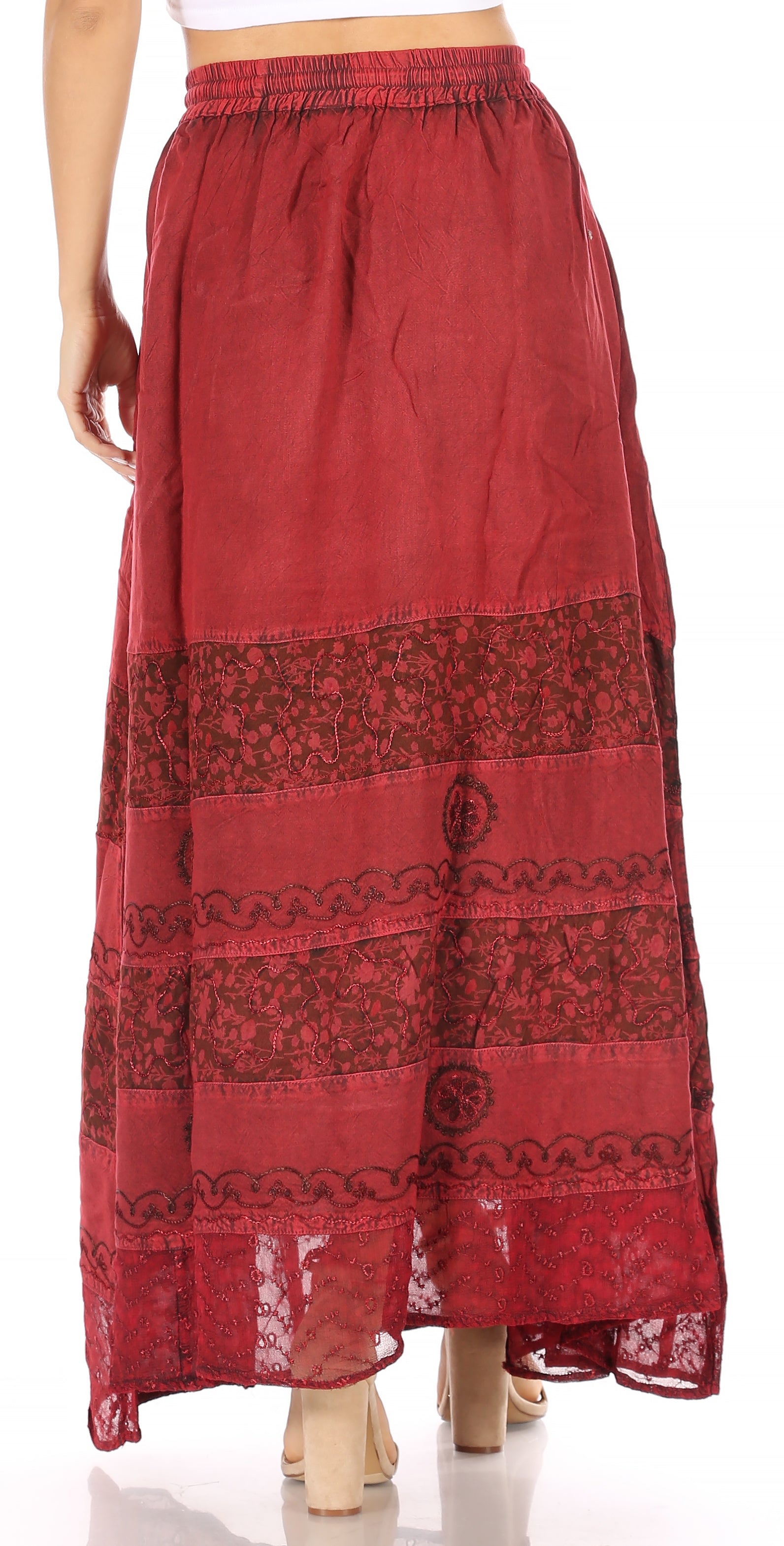 Falda larga bohemia informal Sakkas Sandra para mujer, estilo gitano, con cintura elástica y bolsillos