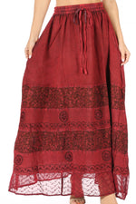 Falda larga bohemia informal Sakkas Sandra para mujer, estilo gitano, con cintura elástica y bolsillos
