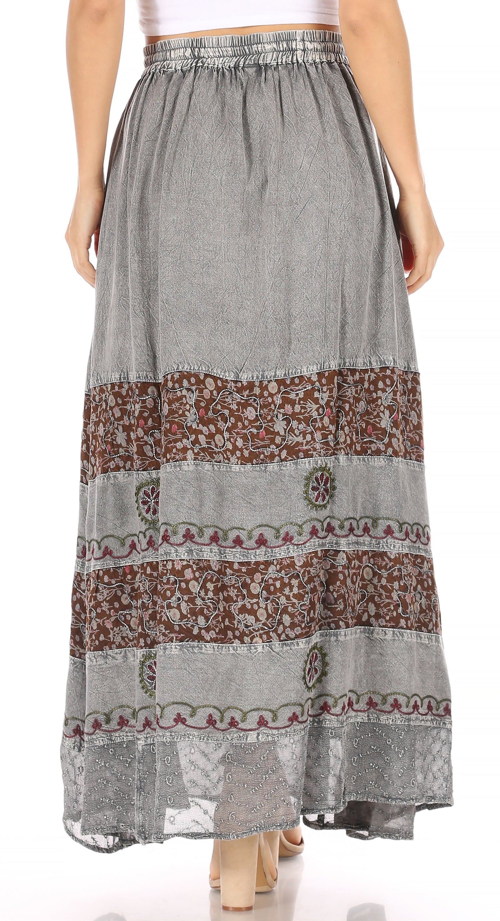 Falda larga bohemia informal Sakkas Sandra para mujer, estilo gitano, con cintura elástica y bolsillos