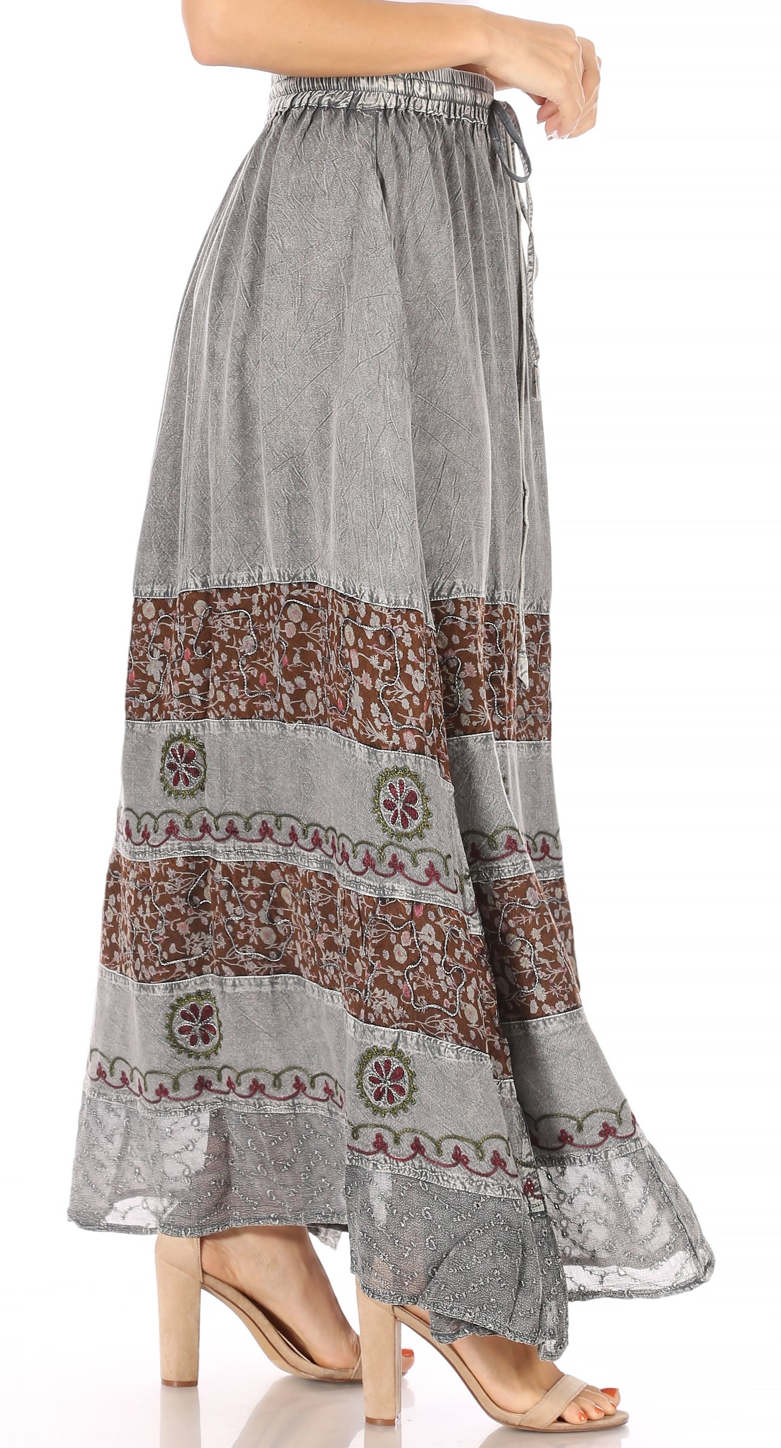 Falda larga bohemia informal Sakkas Sandra para mujer, estilo gitano, con cintura elástica y bolsillos