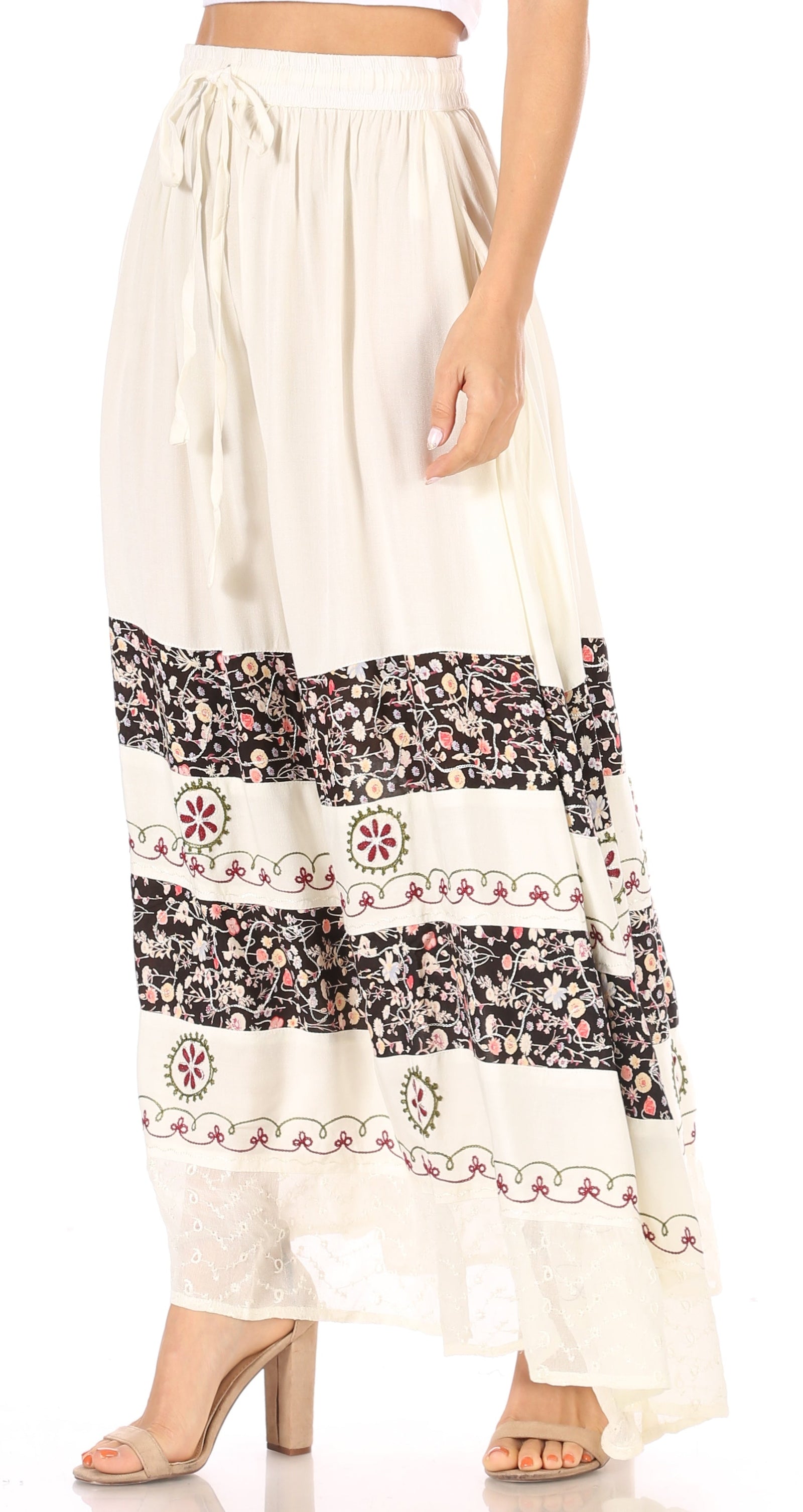 Falda larga bohemia informal Sakkas Sandra para mujer, estilo gitano, con cintura elástica y bolsillos