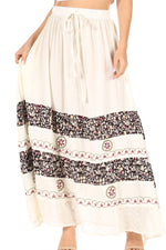 Falda larga bohemia informal Sakkas Sandra para mujer, estilo gitano, con cintura elástica y bolsillos