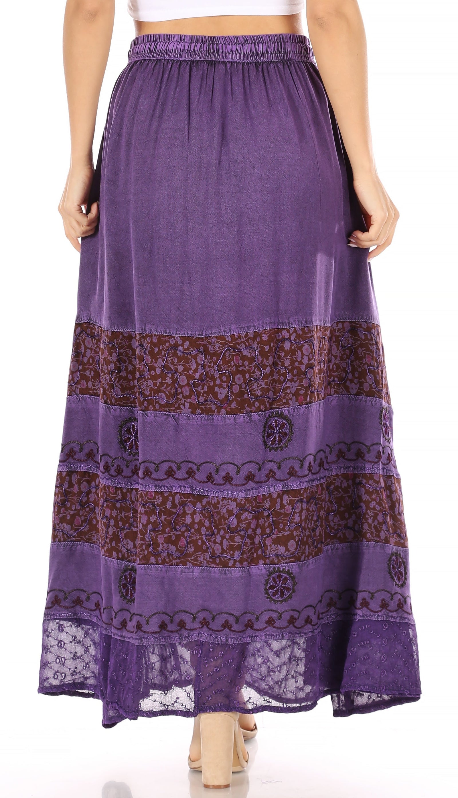 Falda larga bohemia informal Sakkas Sandra para mujer, estilo gitano, con cintura elástica y bolsillos