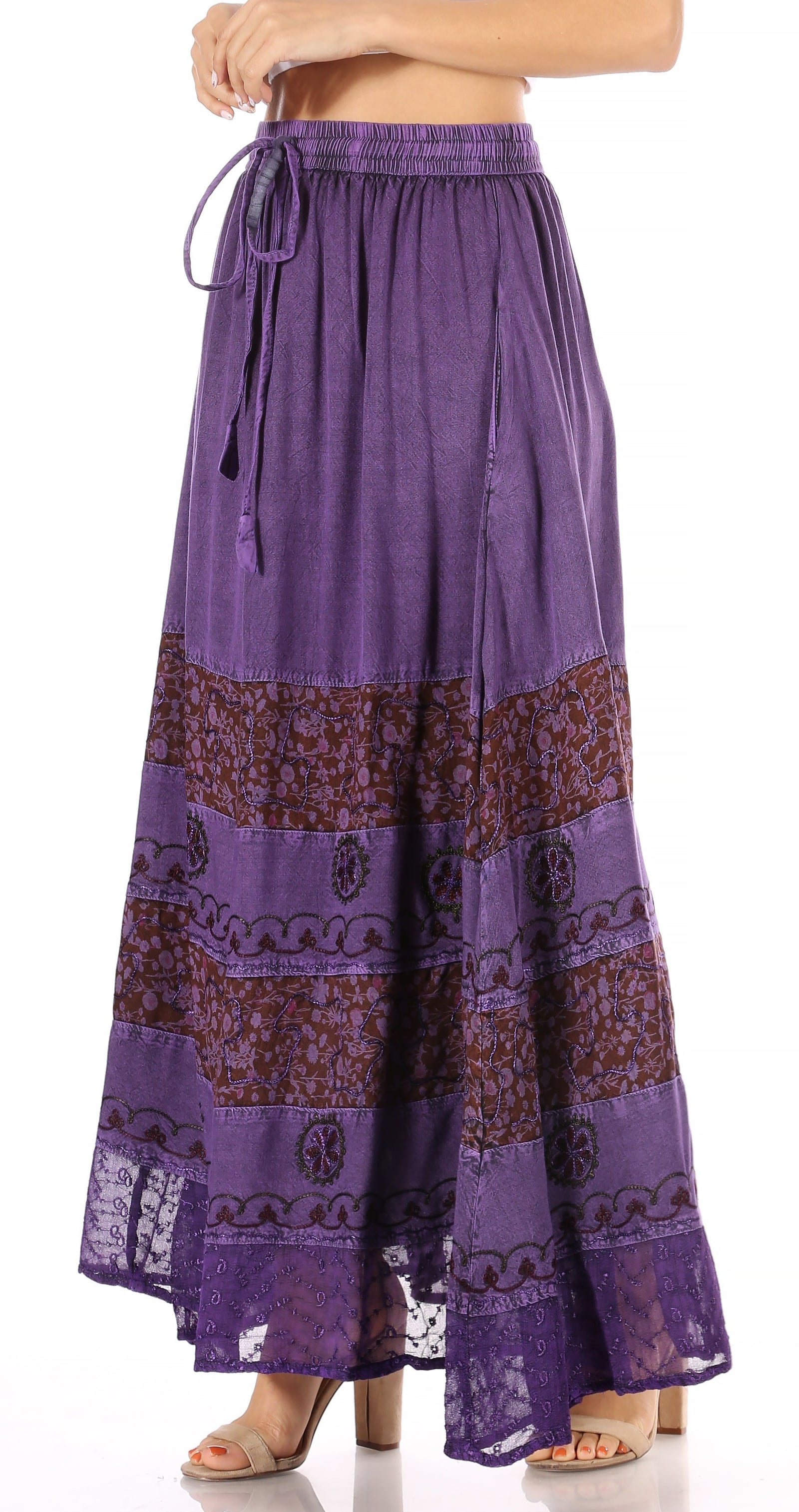 Falda larga bohemia informal Sakkas Sandra para mujer, estilo gitano, con cintura elástica y bolsillos