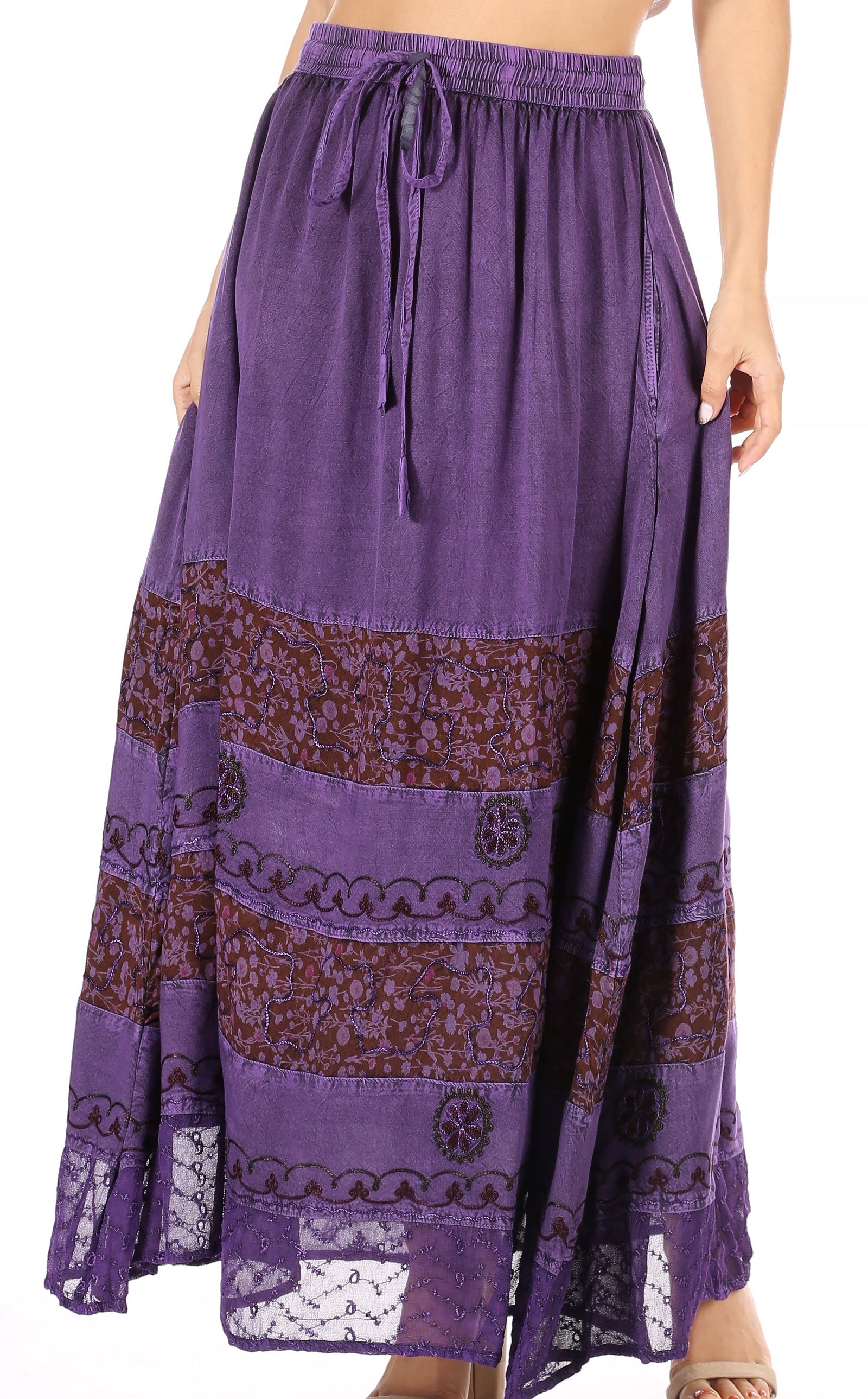 Falda larga bohemia informal Sakkas Sandra para mujer, estilo gitano, con cintura elástica y bolsillos
