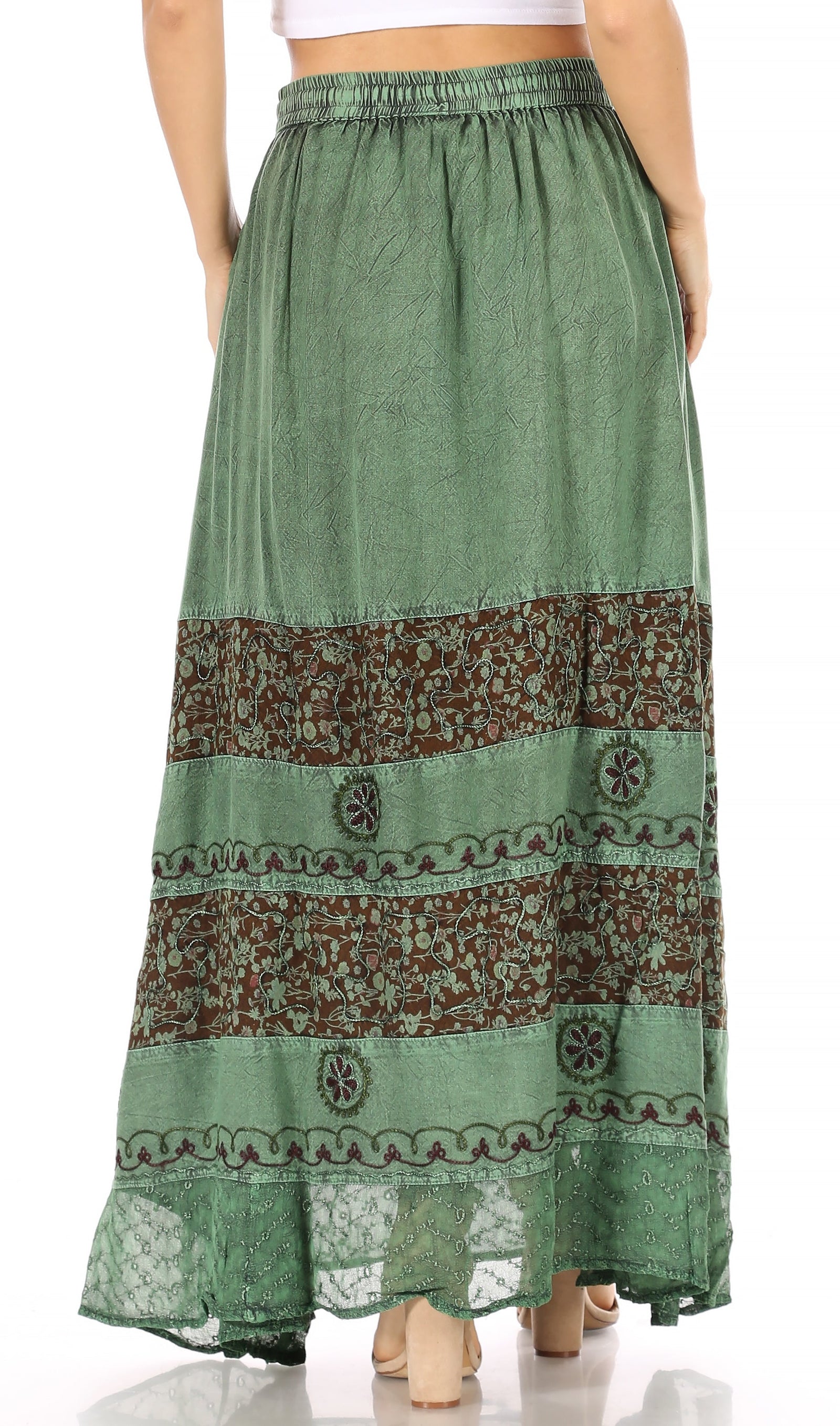 Falda larga bohemia informal Sakkas Sandra para mujer, estilo gitano, con cintura elástica y bolsillos
