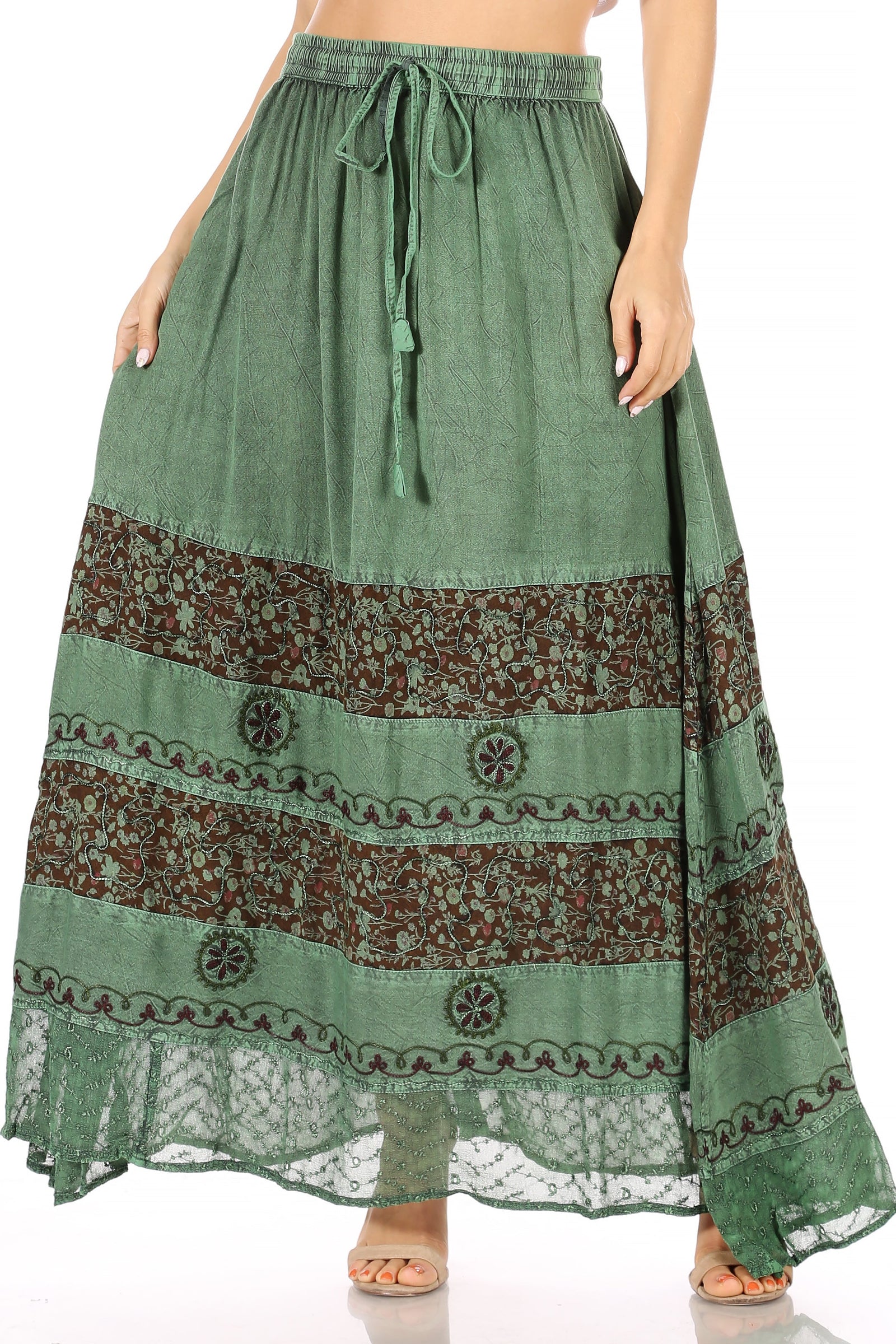 Falda larga bohemia informal Sakkas Sandra para mujer, estilo gitano, con cintura elástica y bolsillos