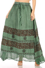 Falda larga bohemia informal Sakkas Sandra para mujer, estilo gitano, con cintura elástica y bolsillos