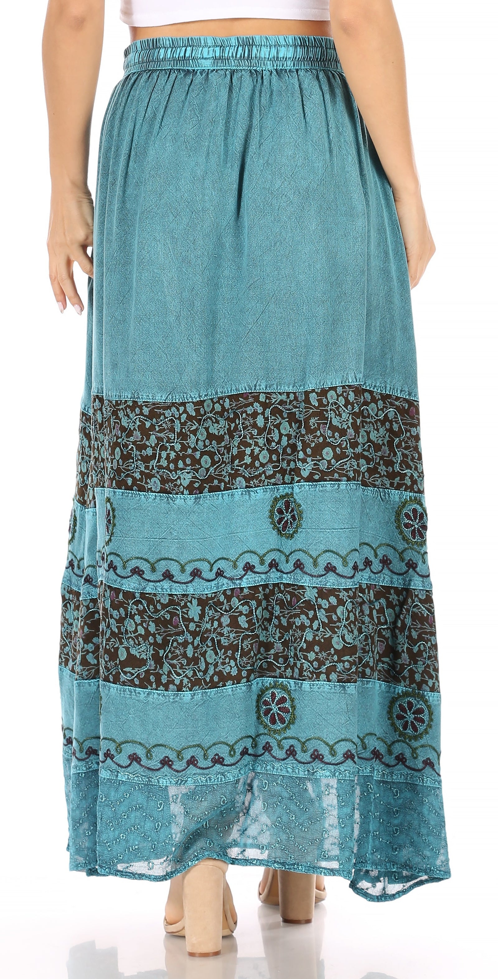 Falda larga bohemia informal Sakkas Sandra para mujer, estilo gitano, con cintura elástica y bolsillos