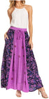 Sakkas Maran Women's Boho Embroidery Skirt with Lace Elastic Waist and Pockets