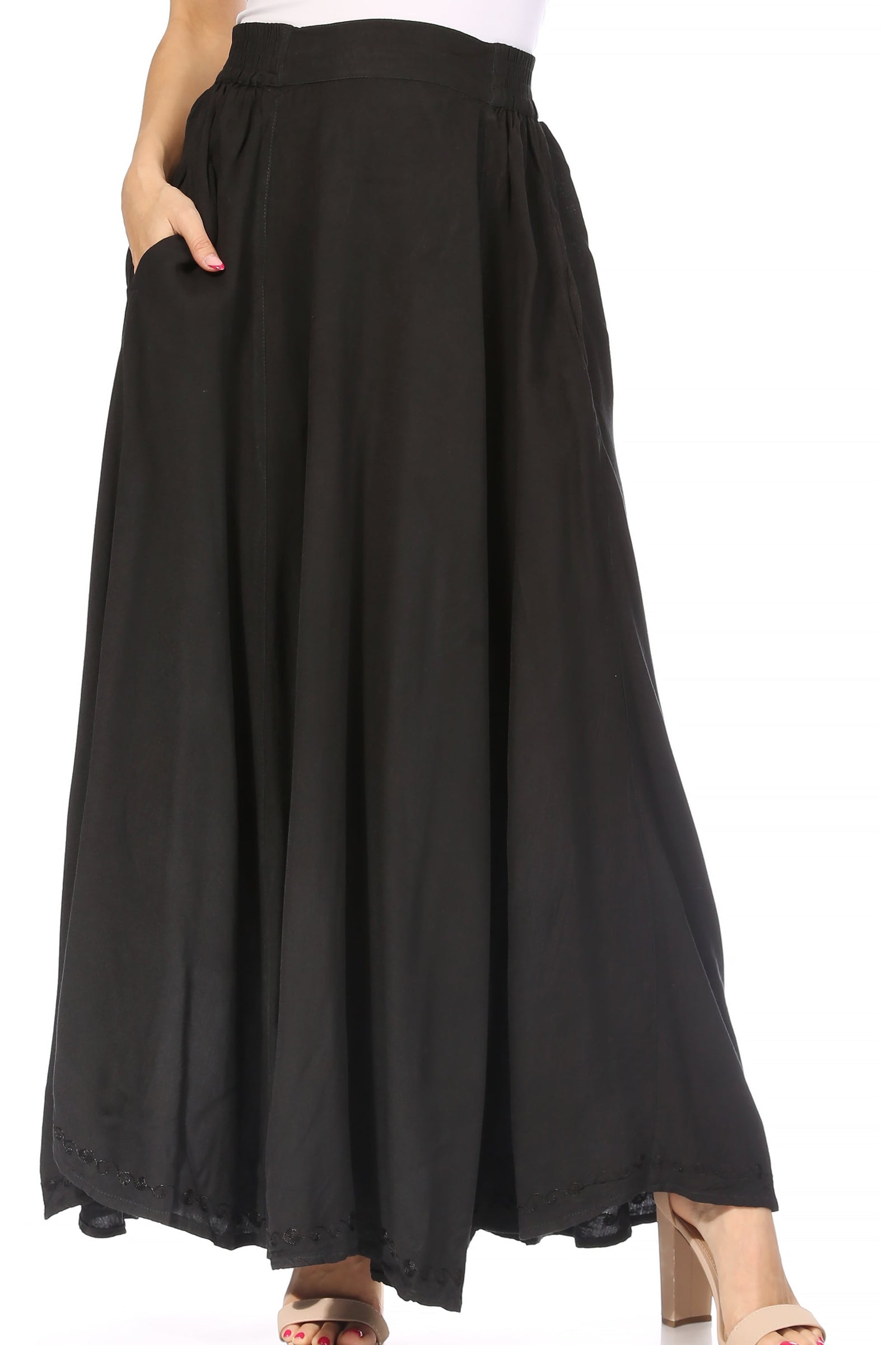 Falda larga informal de verano estilo bohemio Sakkas Noemi para mujer, con cintura elástica y bolsillos