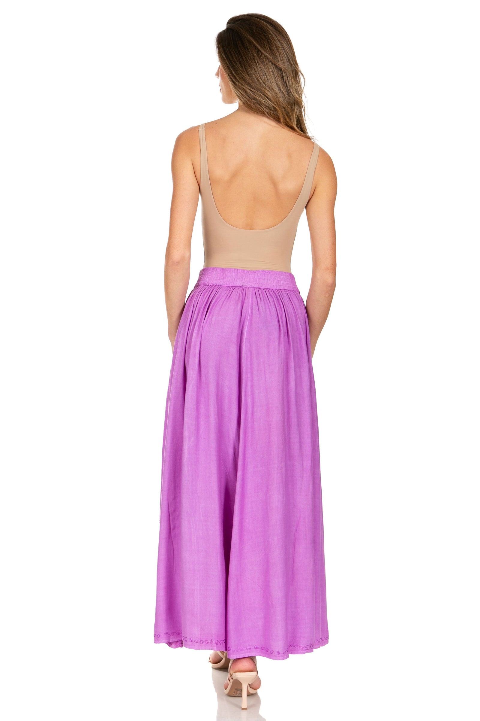 Falda larga informal de verano estilo bohemio Sakkas Noemi para mujer, con cintura elástica y bolsillos