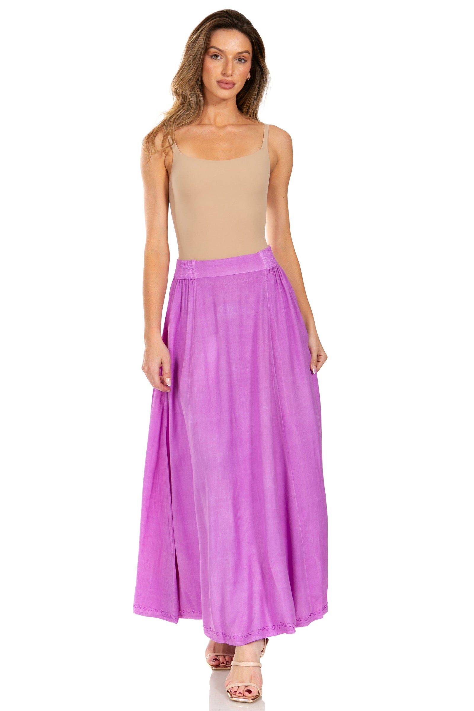 Falda larga informal de verano estilo bohemio Sakkas Noemi para mujer, con cintura elástica y bolsillos