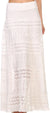 Sakkas Leo Long Tall Lined Embroidered Bohemian High Or Low Waist Foldover Skirt